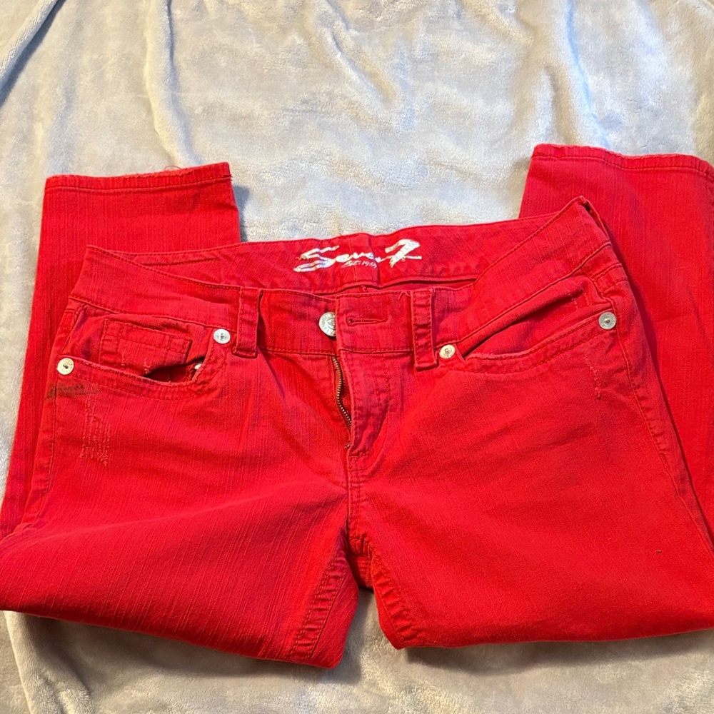 Seven7 Vibrant Red Ankle Jeans